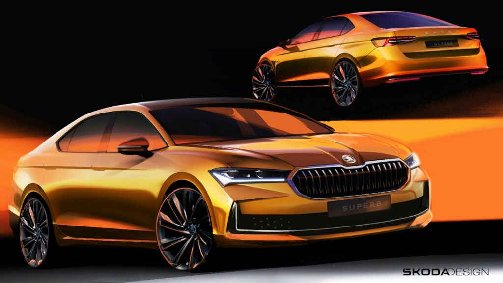 2024 Skoda Superb Shows Itself In Official Sketches Prior To November 2 Debut