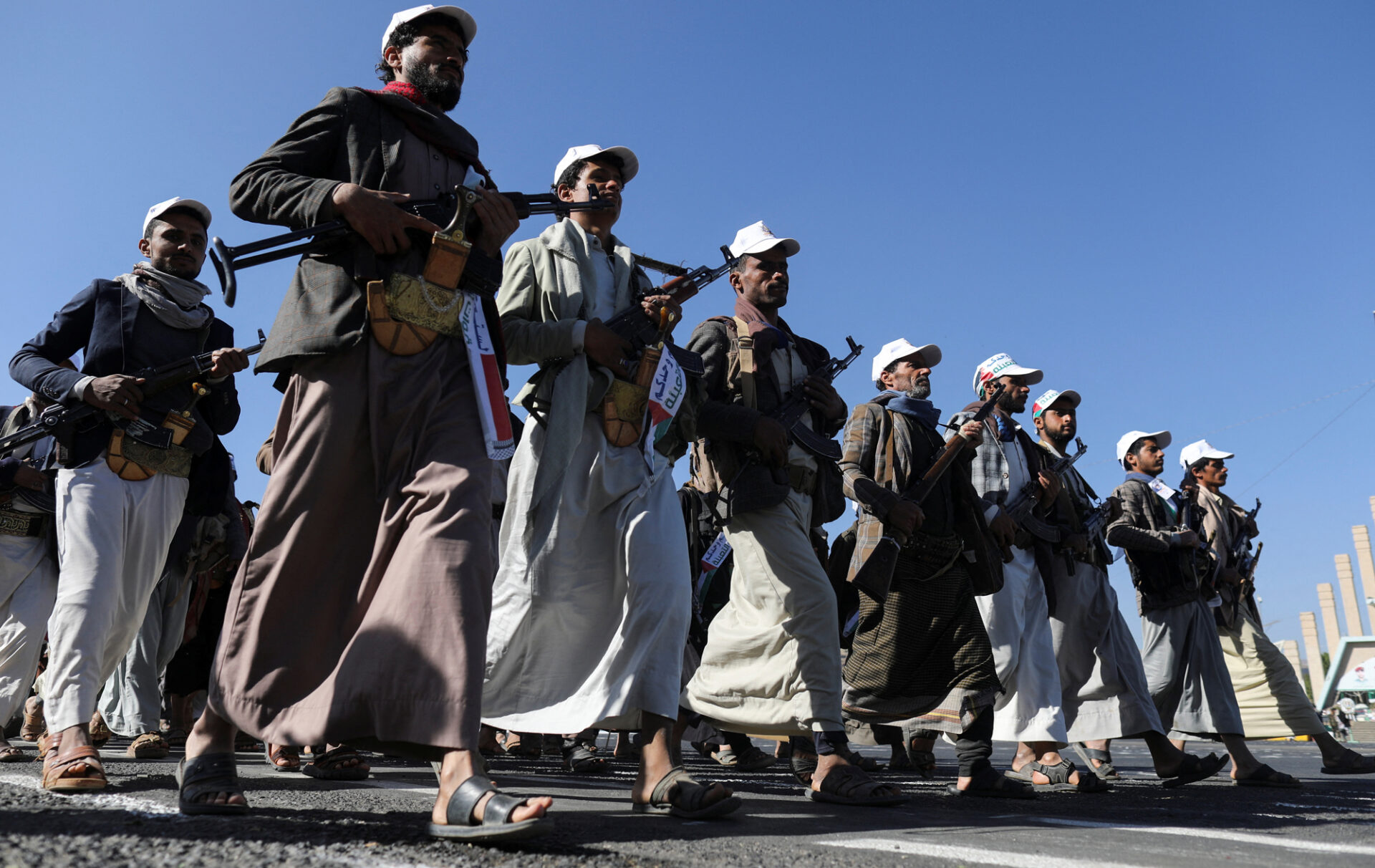 Newly recruited Houthi fighters march in a parade in Sanaa, Yemen, on December 2. 