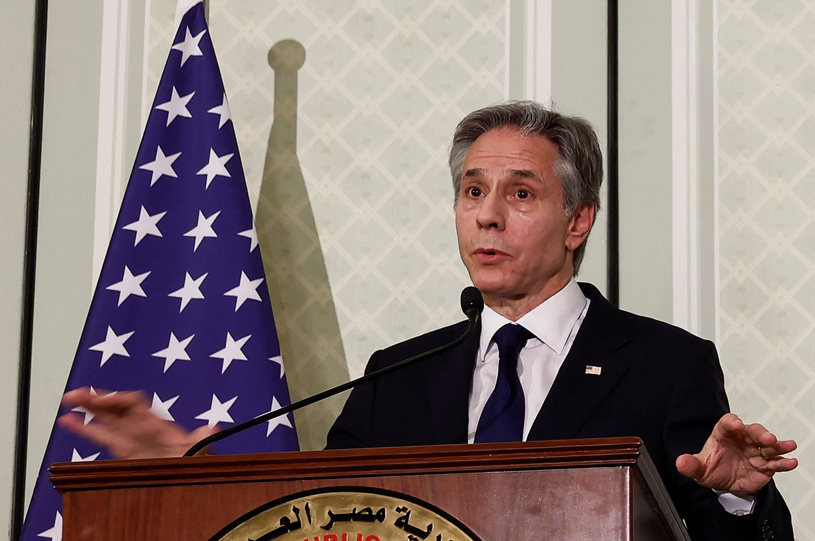 US Secretary of State Antony Blinken speaks during a press conference in Cairo, Egypt, on Thursday, March 21. 